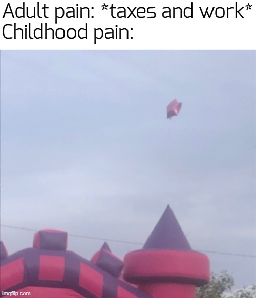 no... baloon... com3 back... | Adult pain: *taxes and work*
Childhood pain: | image tagged in memes,pain,childhood | made w/ Imgflip meme maker