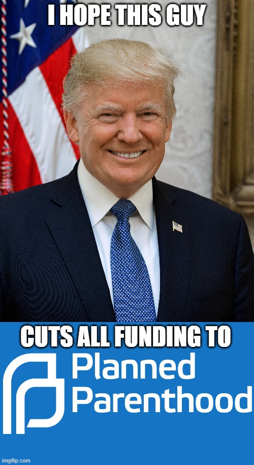 What I hope President Trump does next | I HOPE THIS GUY; CUTS ALL FUNDING TO | image tagged in donald trump,planned parenthood,abortion is murder,cuts funding,president trump,conservative | made w/ Imgflip meme maker