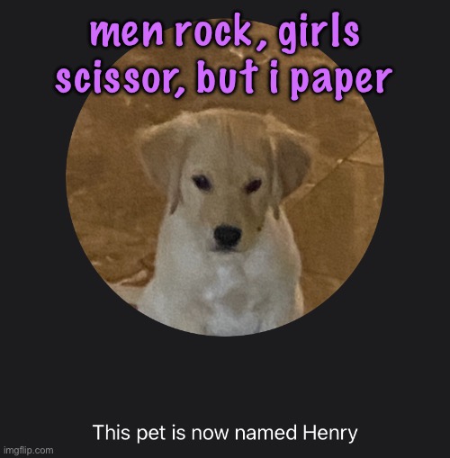 say hi to Henry | men rock, girls scissor, but i paper | image tagged in say hi to henry | made w/ Imgflip meme maker