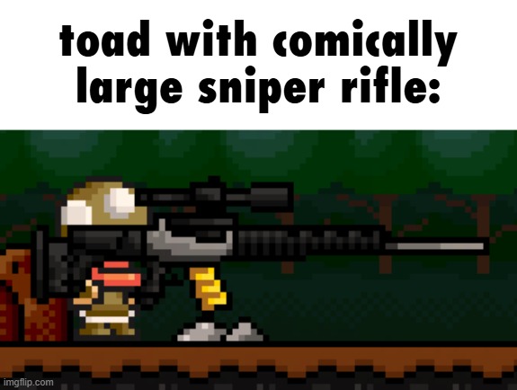 toad with comically large sniper rifle: | made w/ Imgflip meme maker