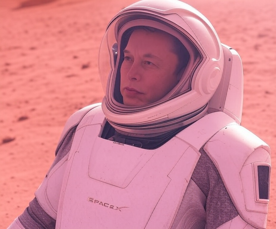 Elon Musk spacesuit on Mars Blank Meme Template