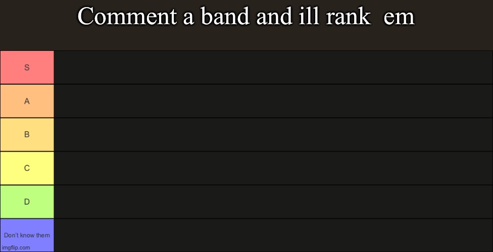 Comment a band and ill rank  em | made w/ Imgflip meme maker