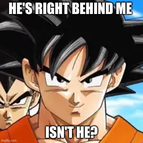 Meme | HE'S RIGHT BEHIND ME; ISN'T HE? | image tagged in meme,goku | made w/ Imgflip meme maker