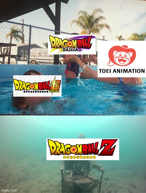 dragon ball meme | image tagged in mother ignoring kid drowning in a pool | made w/ Imgflip meme maker