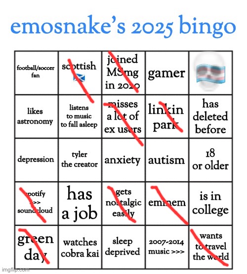 This bingo is ass (kinda) | image tagged in emosnake's 2025 bingo | made w/ Imgflip meme maker