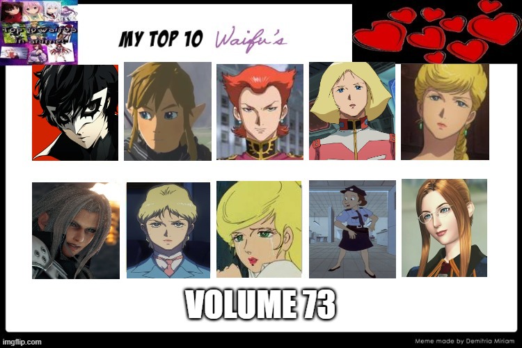 top 10 waifus volume 73 | VOLUME 73 | image tagged in top 10 waifus,gundam,blondes,anime,videogames,sexy women | made w/ Imgflip meme maker