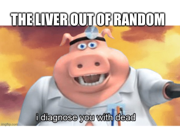 I diagnose you with dead | THE LIVER OUT OF RANDOM | image tagged in i diagnose you with dead | made w/ Imgflip meme maker