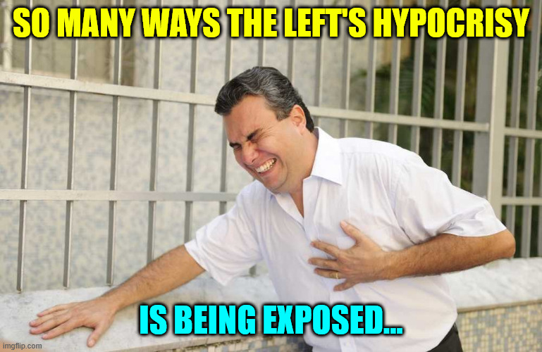 ouch | SO MANY WAYS THE LEFT'S HYPOCRISY IS BEING EXPOSED... | image tagged in ouch | made w/ Imgflip meme maker