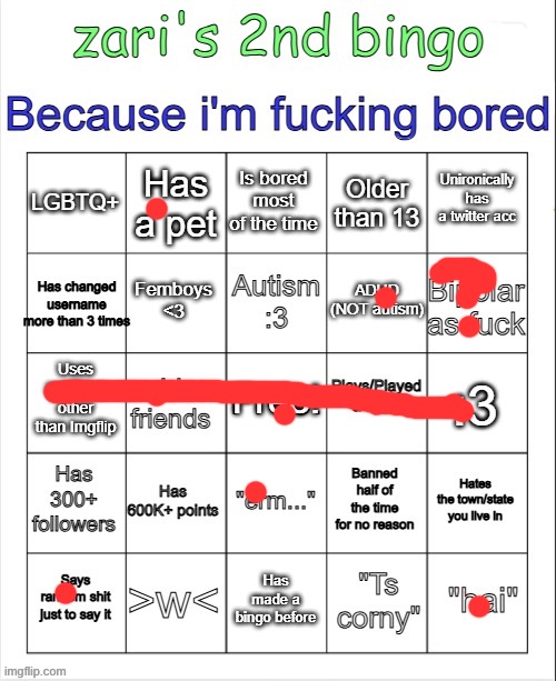 zari's 2nd bingo | image tagged in zari's 2nd bingo | made w/ Imgflip meme maker