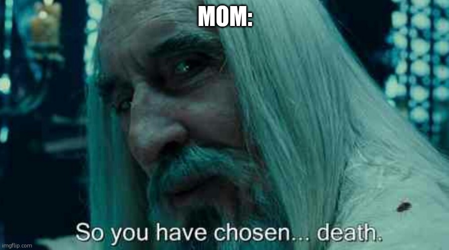 So you have chosen death | MOM: | image tagged in so you have chosen death | made w/ Imgflip meme maker