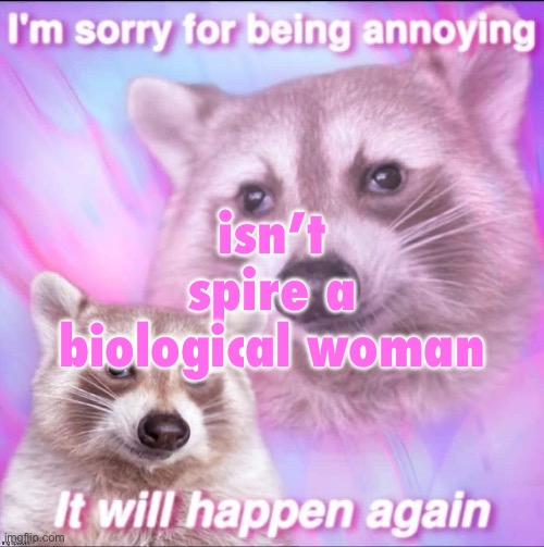 sorry for being annoying | isn’t spire a biological woman | image tagged in sorry for being annoying | made w/ Imgflip meme maker