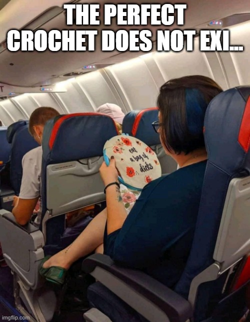 Crochet Fun | THE PERFECT CROCHET DOES NOT EXI... | image tagged in random bullshit go | made w/ Imgflip meme maker