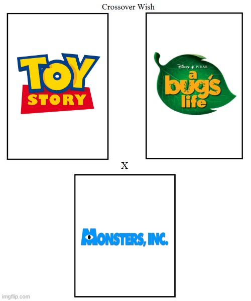 Pixar Triple Crossover (Toy Story, A Bug's Life and Monsters, Inc.) | image tagged in toy story,a bug's life,monsters inc,disney,pixar,crossover | made w/ Imgflip meme maker