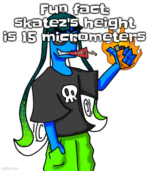 So are her friends, except vaxcat who is like 5 micrometers tall | Fun fact: skatez's height is 15 micrometers | image tagged in skatez smokin' dynamite | made w/ Imgflip meme maker