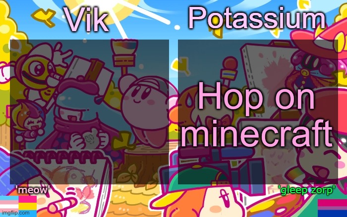 Bedrock | Hop on minecraft | image tagged in viktassium kirby template | made w/ Imgflip meme maker