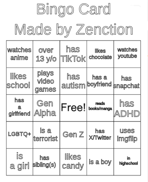 Bingo Card Blank Meme Template