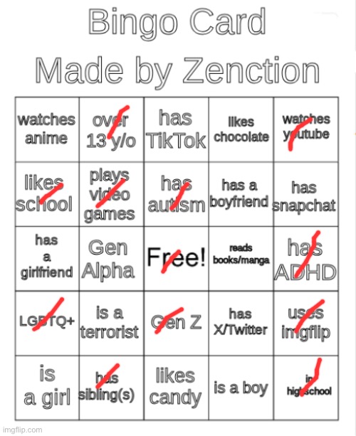 L1 | image tagged in bingo card | made w/ Imgflip meme maker