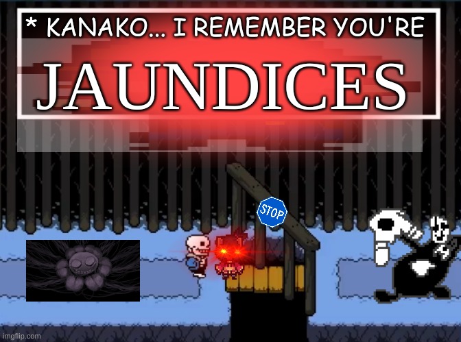 Kanako... I remember you're JAUNDICES | * KANAKO... I REMEMBER YOU'RE; JAUNDICES | image tagged in i remember you re genocides | made w/ Imgflip meme maker