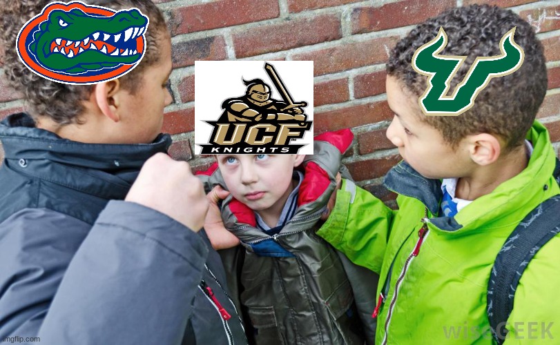 UCF Knights meme | image tagged in bro getting bullied,college football,football,florida,sports,ncaa | made w/ Imgflip meme maker