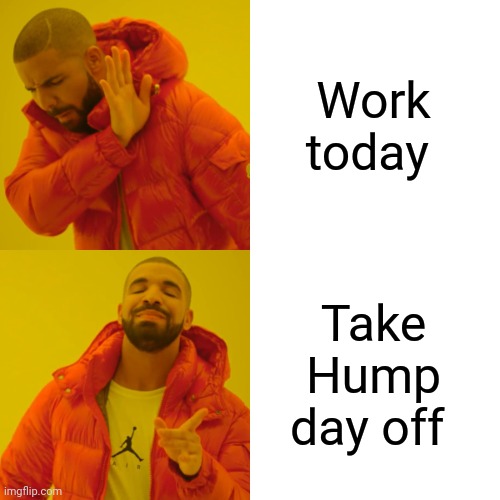 Hump Day | Work today; Take Hump day off | image tagged in memes,drake hotline bling,funny memes | made w/ Imgflip meme maker