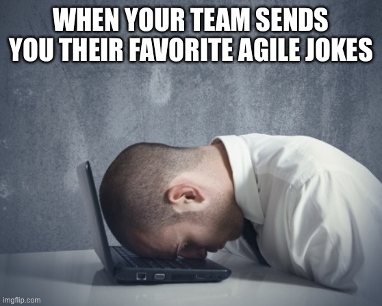 Writer frustration | WHEN YOUR TEAM SENDS YOU THEIR FAVORITE AGILE JOKES | image tagged in writer frustration | made w/ Imgflip meme maker