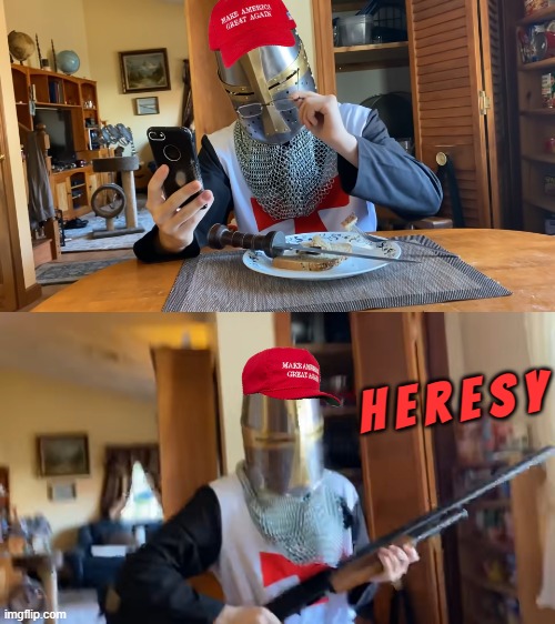 HERESY!!!!! | H E R E S Y | image tagged in heresy | made w/ Imgflip meme maker