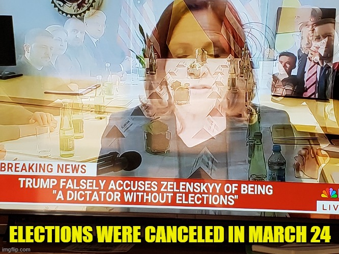 MSNBC disseminates false information/fake news | ELECTIONS WERE CANCELED IN MARCH 24 | image tagged in msnbc,fake news,propaganda,maga,ukraine,russia | made w/ Imgflip meme maker