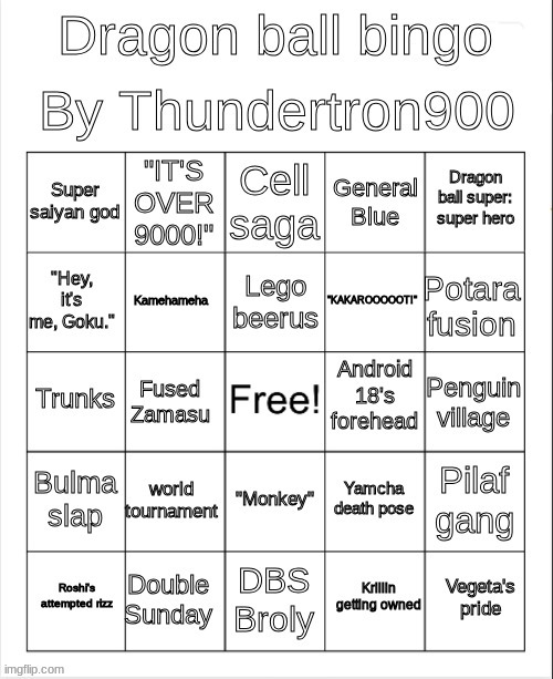 show me what you have seen on this card | image tagged in dragon ball bingo | made w/ Imgflip meme maker