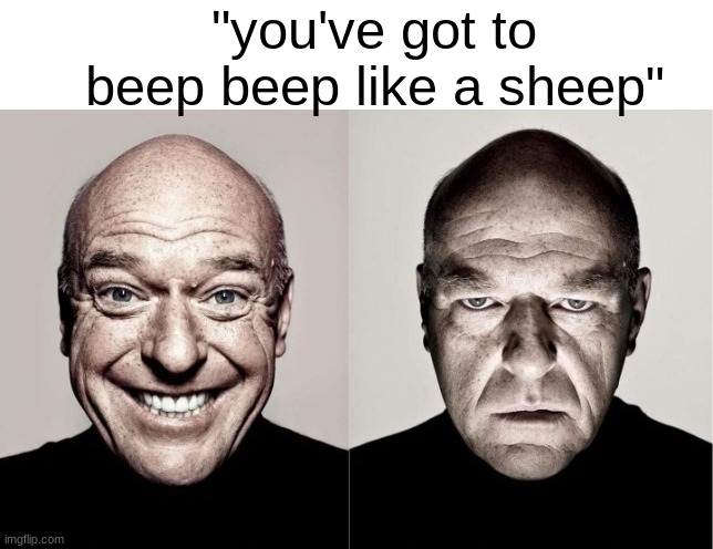 Hank | "you've got to beep beep like a sheep" | image tagged in hank | made w/ Imgflip meme maker