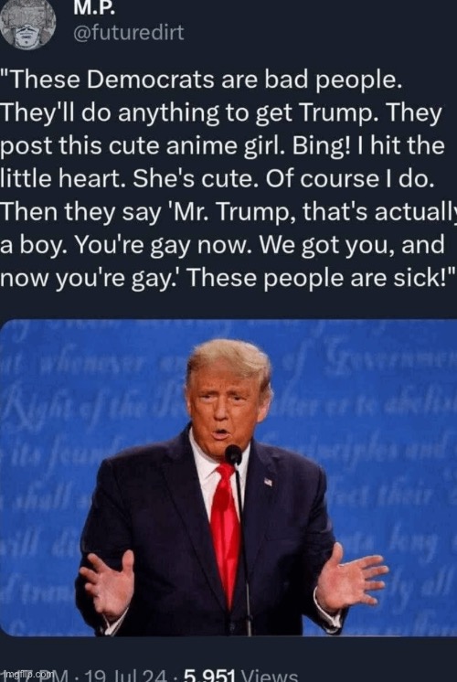 They didn’t like this in politics :( (disapproved) | image tagged in donald trump,anime | made w/ Imgflip meme maker