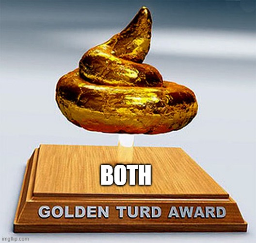 golden turd award | BOTH | image tagged in golden turd award | made w/ Imgflip meme maker