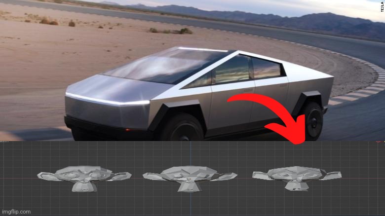 low poly count car | image tagged in cybertruck | made w/ Imgflip meme maker