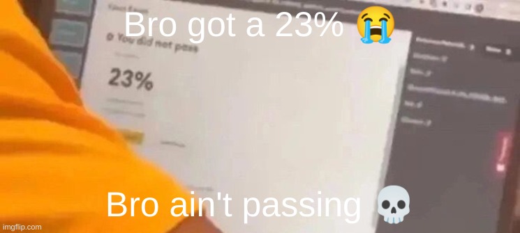 Sorry for not being online for a while | Bro got a 23% 😭; Bro ain't passing 💀 | image tagged in you did not pass,fail,punishment | made w/ Imgflip meme maker