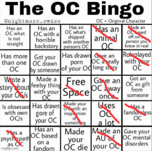 I GOT A BINGO! | image tagged in the oc bingo | made w/ Imgflip meme maker