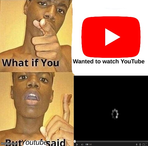 bruh just load already | Wanted to watch YouTube; Youtube | image tagged in but god said meme blank template | made w/ Imgflip meme maker