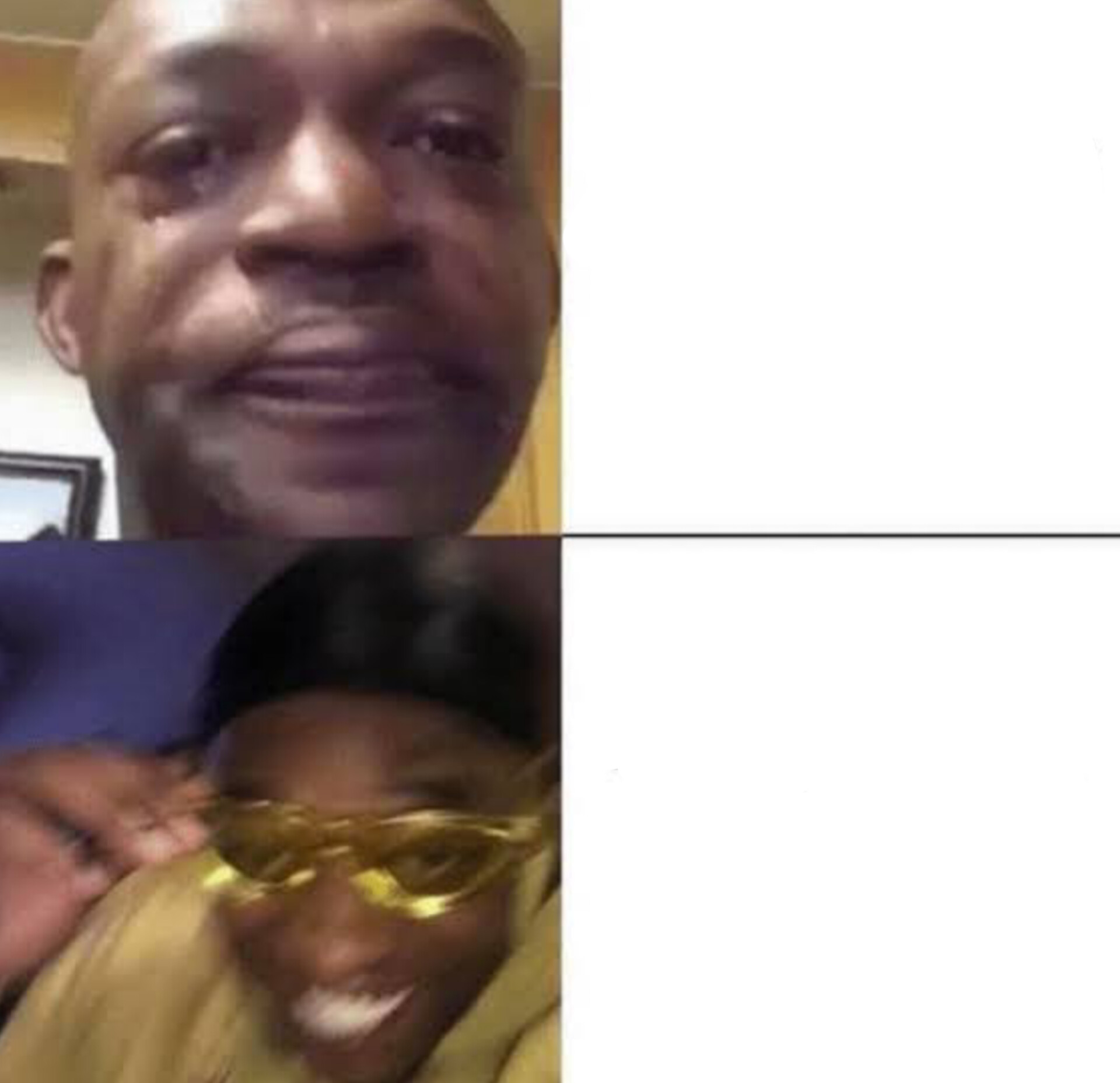 Black man crying x black man with glasses Blank Meme Template