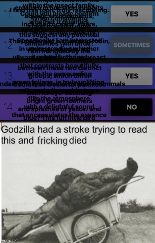 Clever title | image tagged in godzilla had a stroke trying to read this and fricking died,game pigeon | made w/ Imgflip meme maker