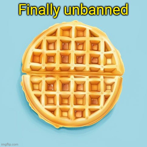 Waffle | Finally unbanned | image tagged in waffle | made w/ Imgflip meme maker