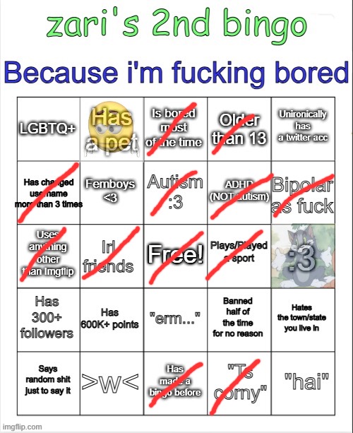 zari's 2nd bingo | image tagged in zari's 2nd bingo | made w/ Imgflip meme maker