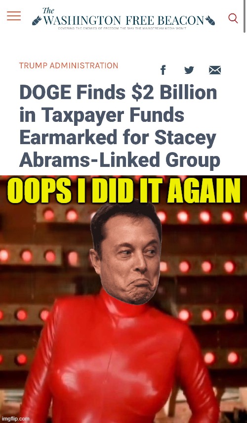 DOGE Elon Spears | OOPS I DID IT AGAIN | image tagged in britney spears,doge,elon musk,government corruption,america first,maga | made w/ Imgflip meme maker