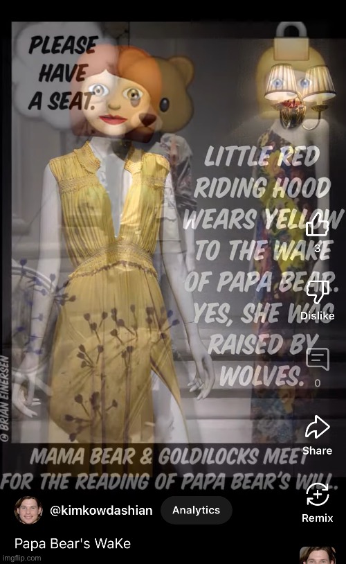 When Worlds Kollide | image tagged in fashion kartoon,saks fifth avenue,goldilocks,little red riding hood,emooji art,brian einersen | made w/ Imgflip meme maker