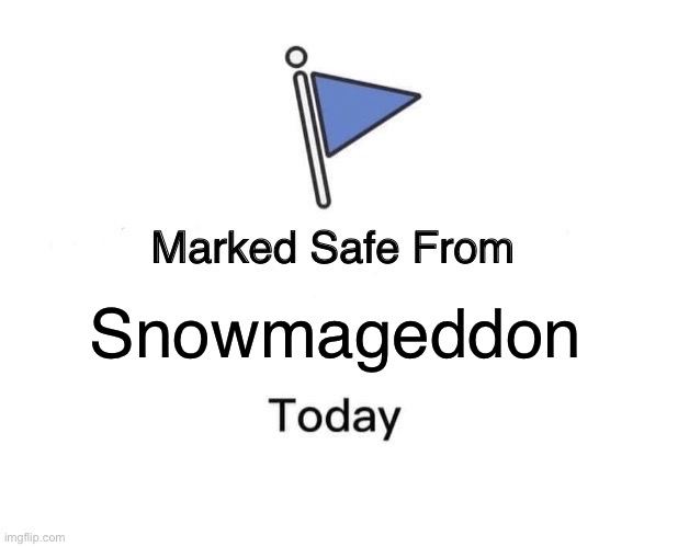 Marked Safe From | Snowmageddon | image tagged in memes,marked safe from | made w/ Imgflip meme maker