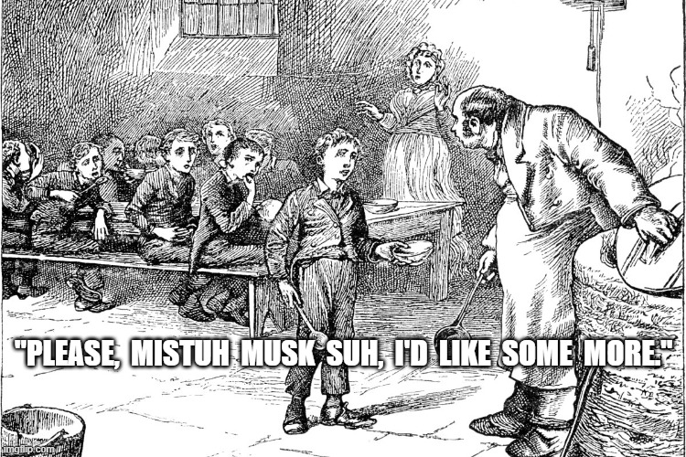 Your Children's Future | "PLEASE,  MISTUH  MUSK  SUH,  I'D  LIKE  SOME  MORE." | image tagged in doge | made w/ Imgflip meme maker