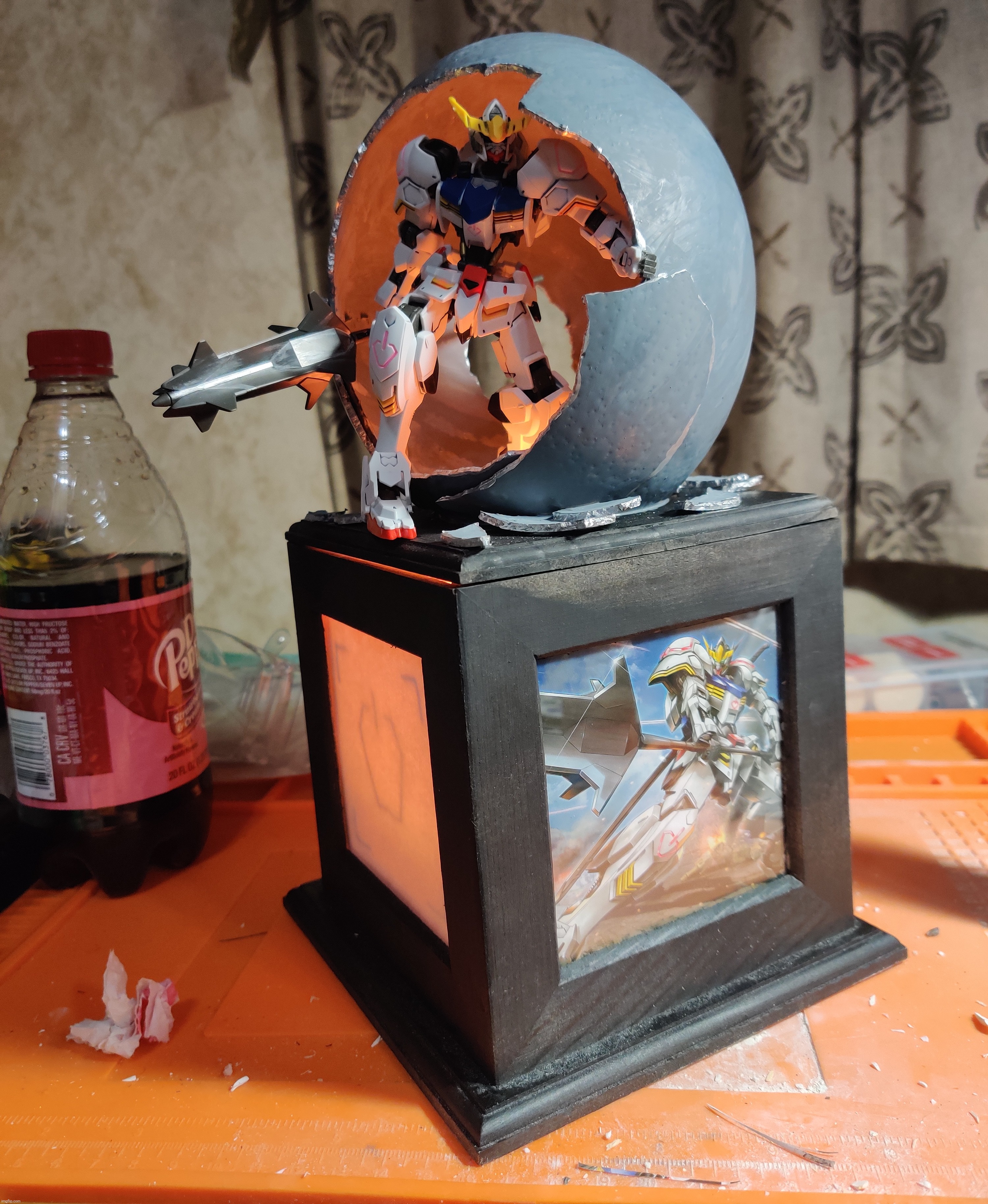 It is complete... the Gundam Barbatos egg display... (Might adjust the base a little) | made w/ Imgflip meme maker