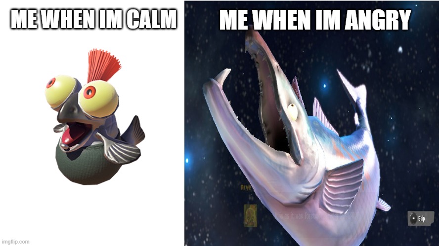 I HAVE LOST MY SANITY THE PAST WEEKS | ME WHEN IM ANGRY; ME WHEN IM CALM | image tagged in smallfry and hugefry | made w/ Imgflip meme maker