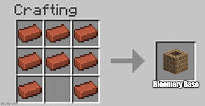 Vintage Story Bloomery Base Crafting Recipe but it's Minecraft | Bloomery Base | image tagged in minecraft crafting,brick,crossover,crossover memes,minecraft,minecraft memes | made w/ Imgflip meme maker