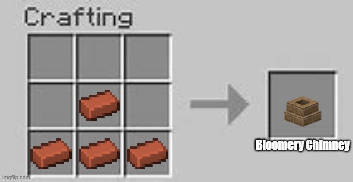 Vintage Story Bloomery Chimney Crafting Recipe but it's Minecraft | Bloomery Chimney | image tagged in minecraft crafting,brick,crossover,crossover memes,minecraft,minecraft memes | made w/ Imgflip meme maker