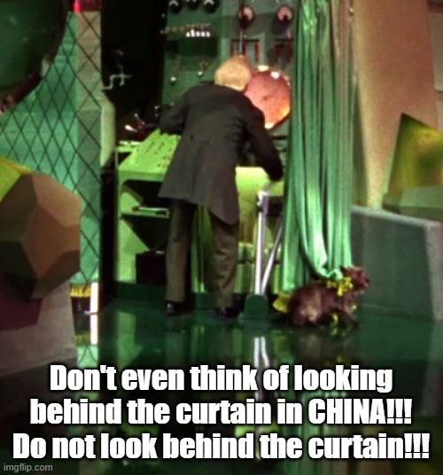 Wizard of Oz Exposed | Don't even think of looking behind the curtain in CHINA!!! Do not look behind the curtain!!! | image tagged in wizard of oz exposed | made w/ Imgflip meme maker