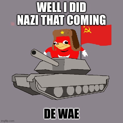 WELL I DID NAZI THAT COMING; DE WAE | image tagged in ugandan knuckles | made w/ Imgflip meme maker