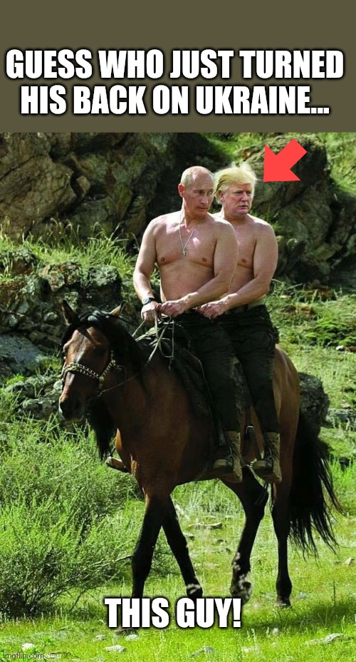 Flipping Donnie | GUESS WHO JUST TURNED HIS BACK ON UKRAINE... THIS GUY! | image tagged in donald trump,trump,putin,maga,nevertrump,nevertrump meme | made w/ Imgflip meme maker